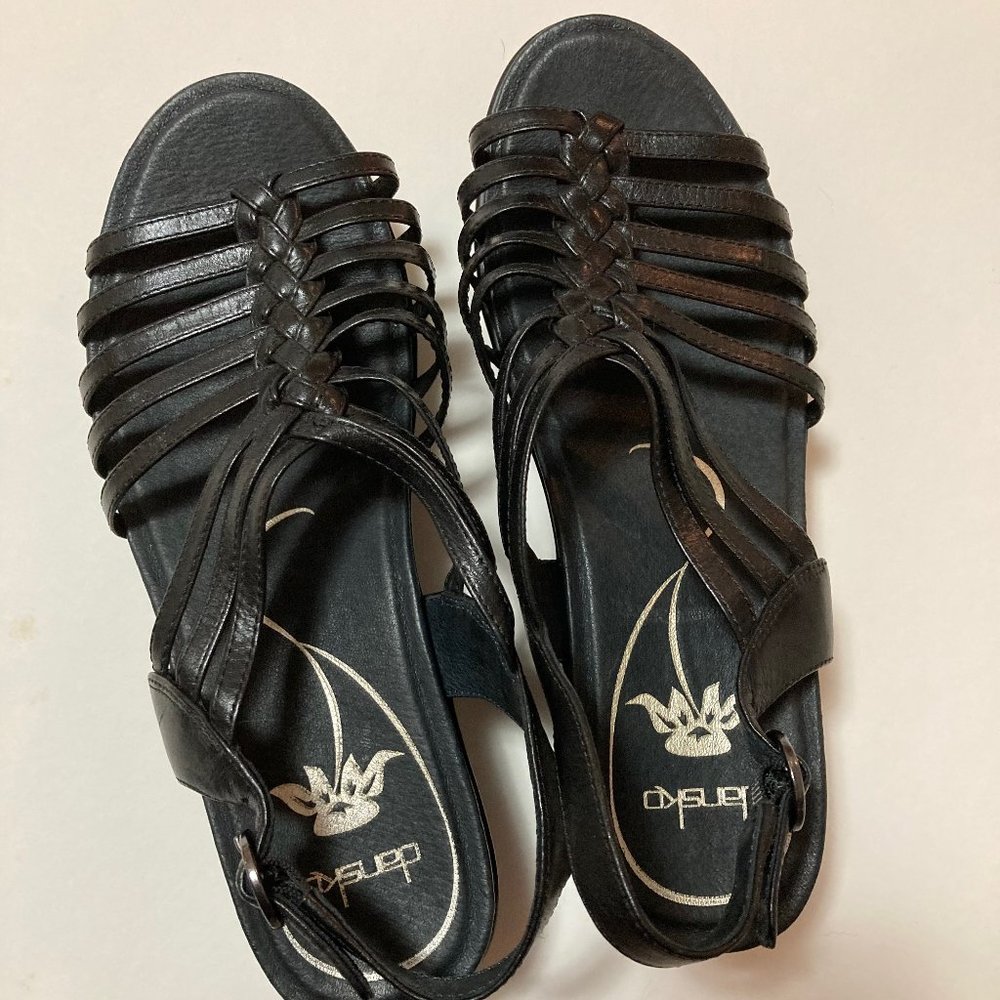 Dansko sandals, Black gladiator leather woman shoes, Size 39